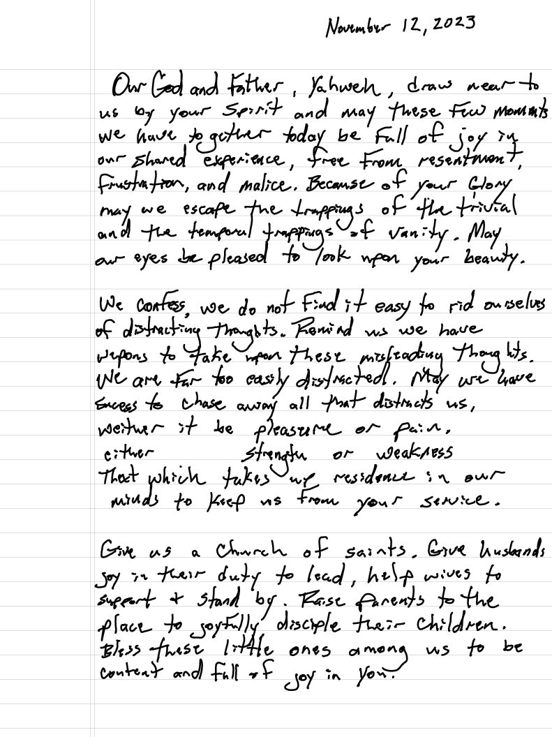 Pastoral Prayer 11.12.23