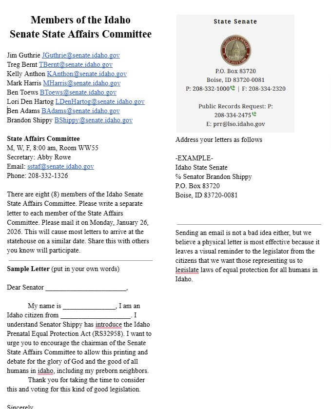 Idaho Prenatal Equal Protection Act (2026)